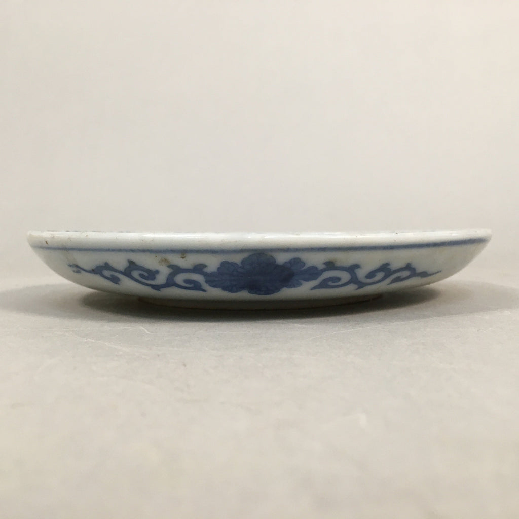 Japanese Porcelain Small Plate Vtg Kozara Blue White Sometsuke Flower PP339