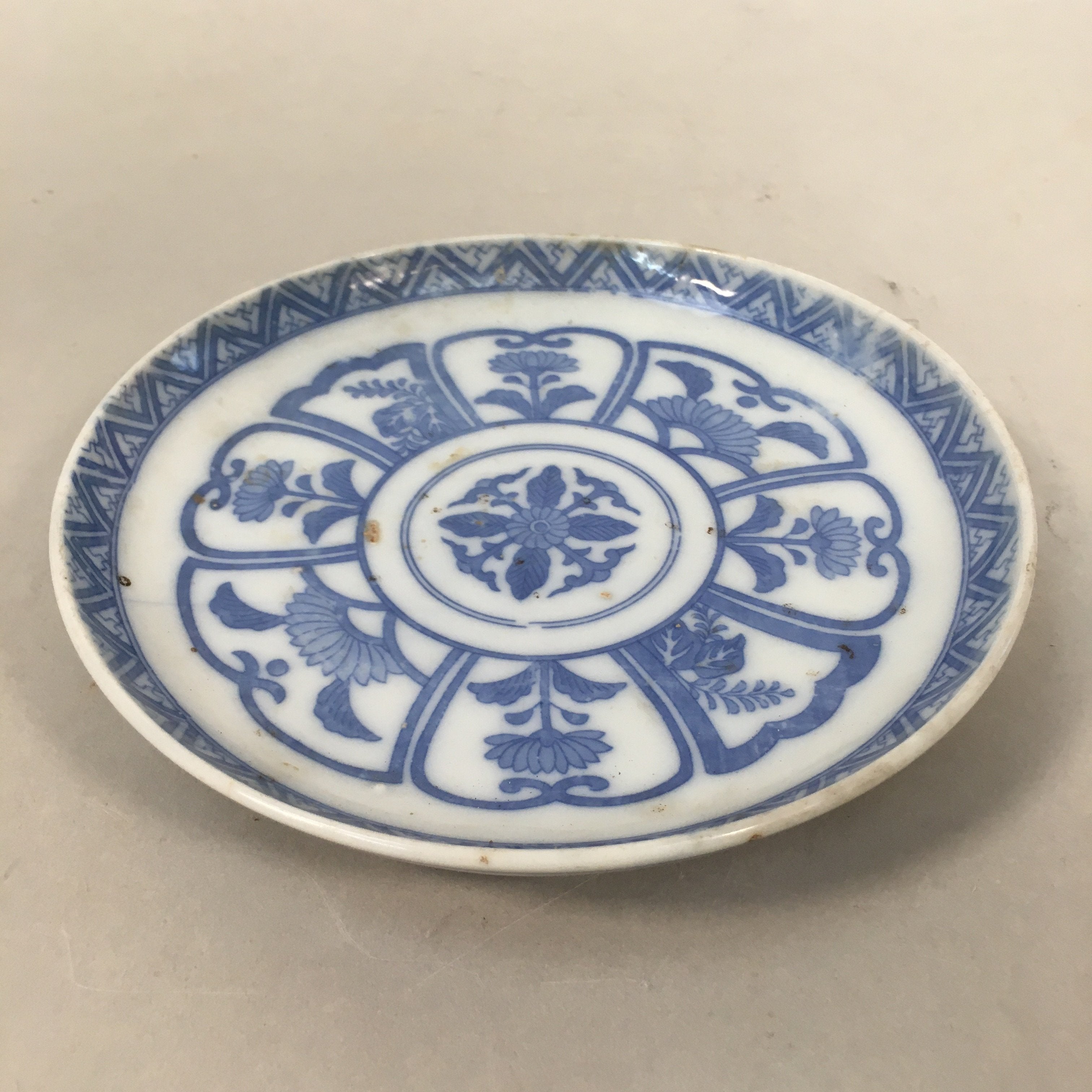 Japanese Porcelain Small Plate Vtg Kozara Blue White Sometsuke Flower PP340
