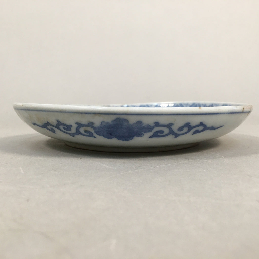 Japanese Porcelain Small Plate Vtg Kozara Blue White Sometsuke Flower PP340