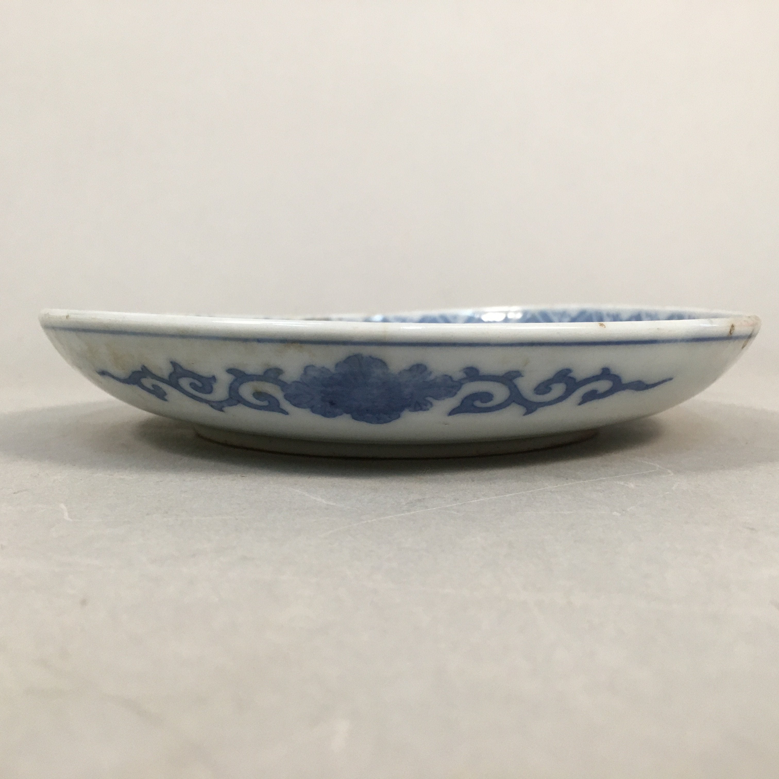 Japanese Porcelain Small Plate Vtg Kozara Blue White Sometsuke Flower PP340