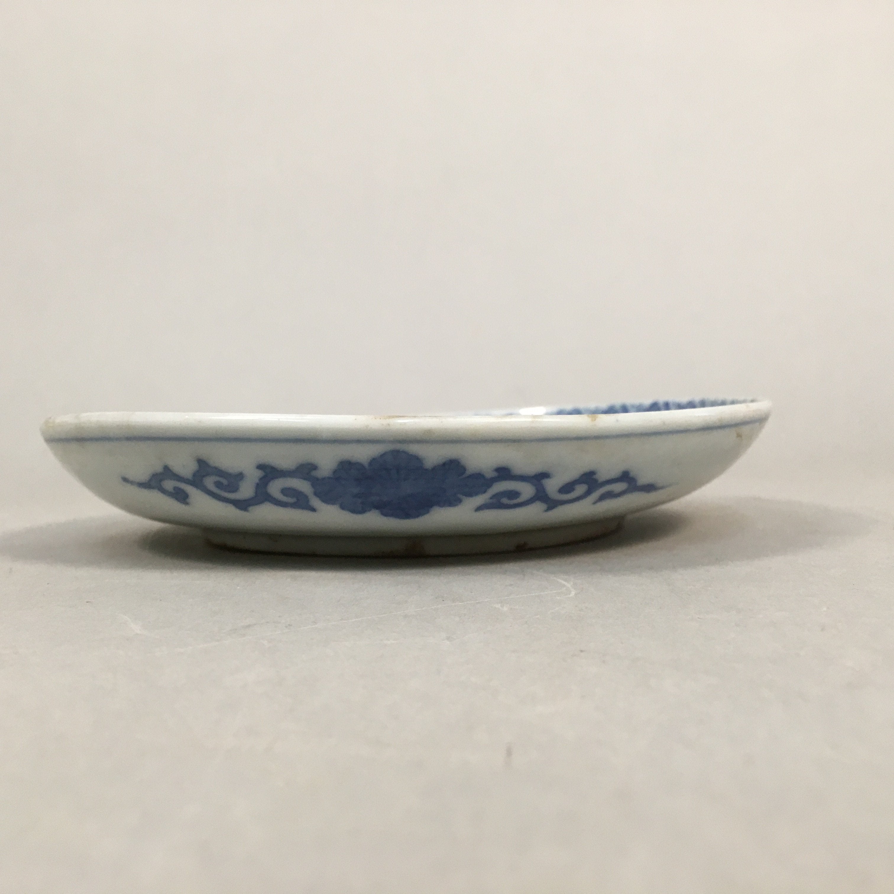 Japanese Porcelain Small Plate Vtg Kozara Blue White Sometsuke Flower PP340