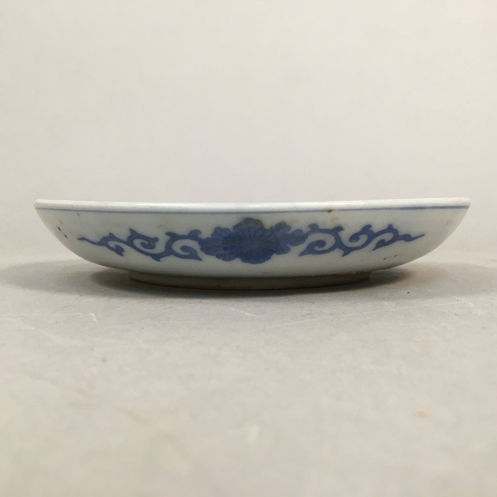 Japanese Porcelain Small Plate Vtg Kozara Blue White Sometsuke Flower PP341