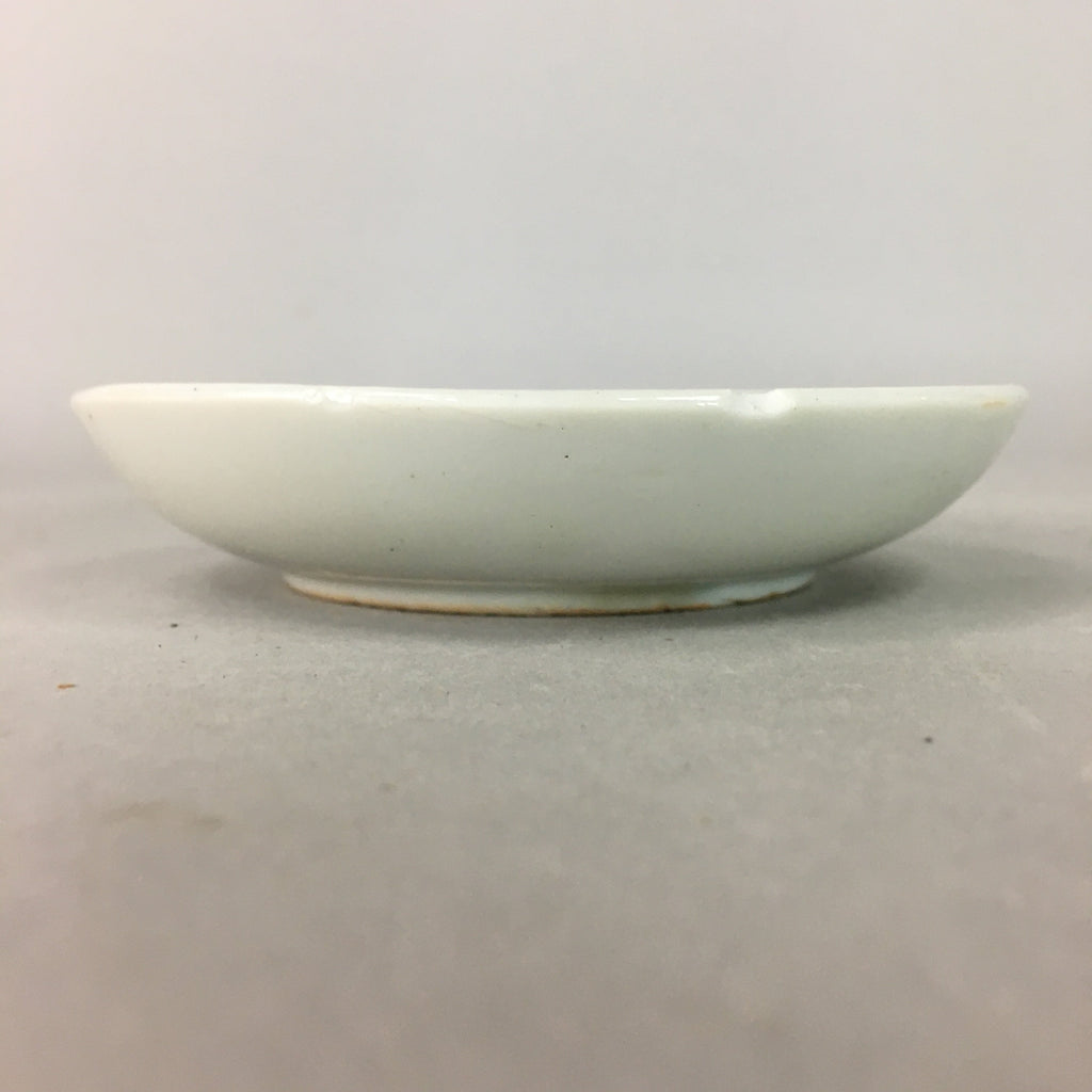 Japanese Porcelain Small Plate Vtg Kozara Floral Petal Green White PP112