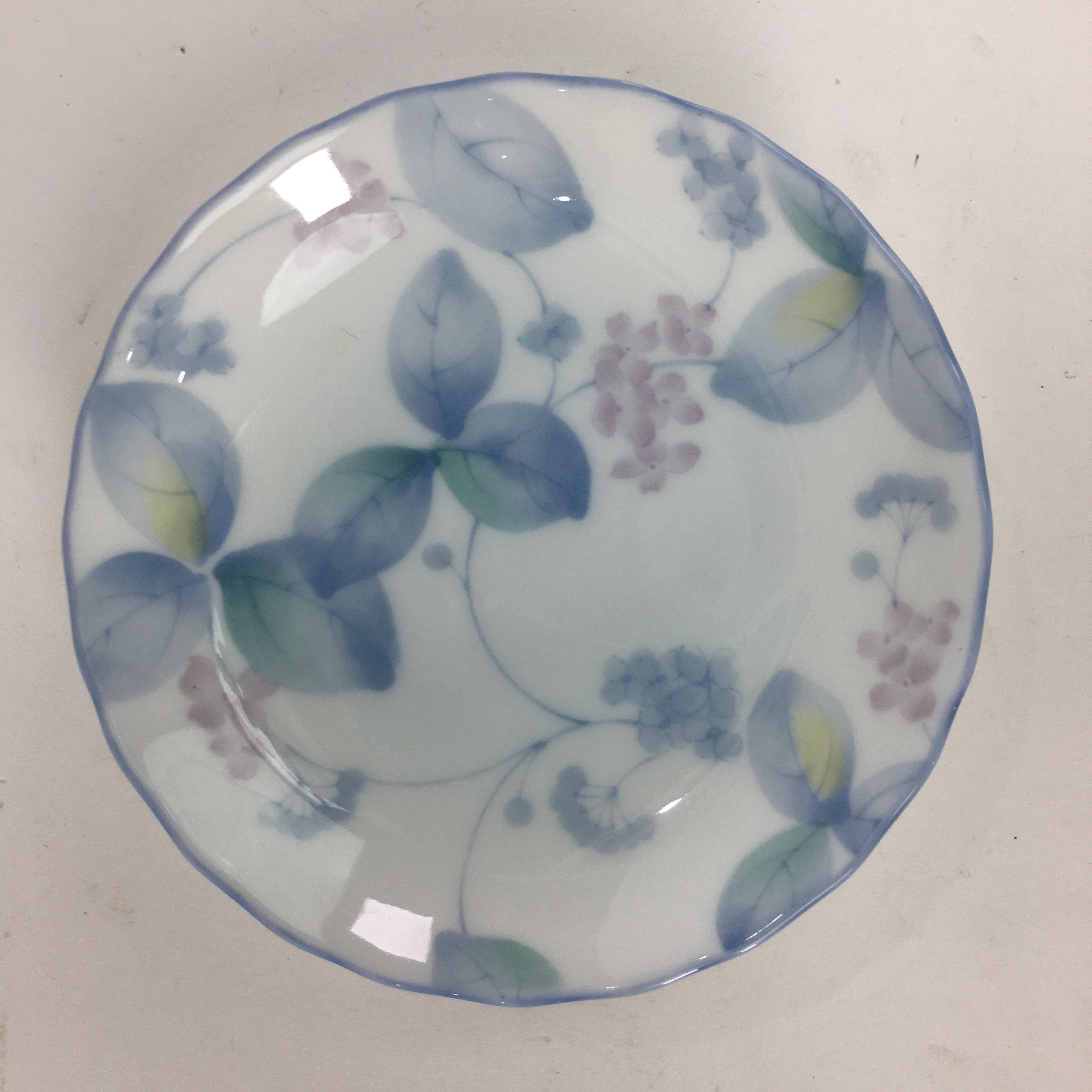Japanese Porcelain Small Plate Vtg Kozara Light Blue White Sometsuke Flower QT11