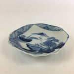 Japanese Porcelain Small Plate Vtg Landscape Of Mountain Village White Blue PY60