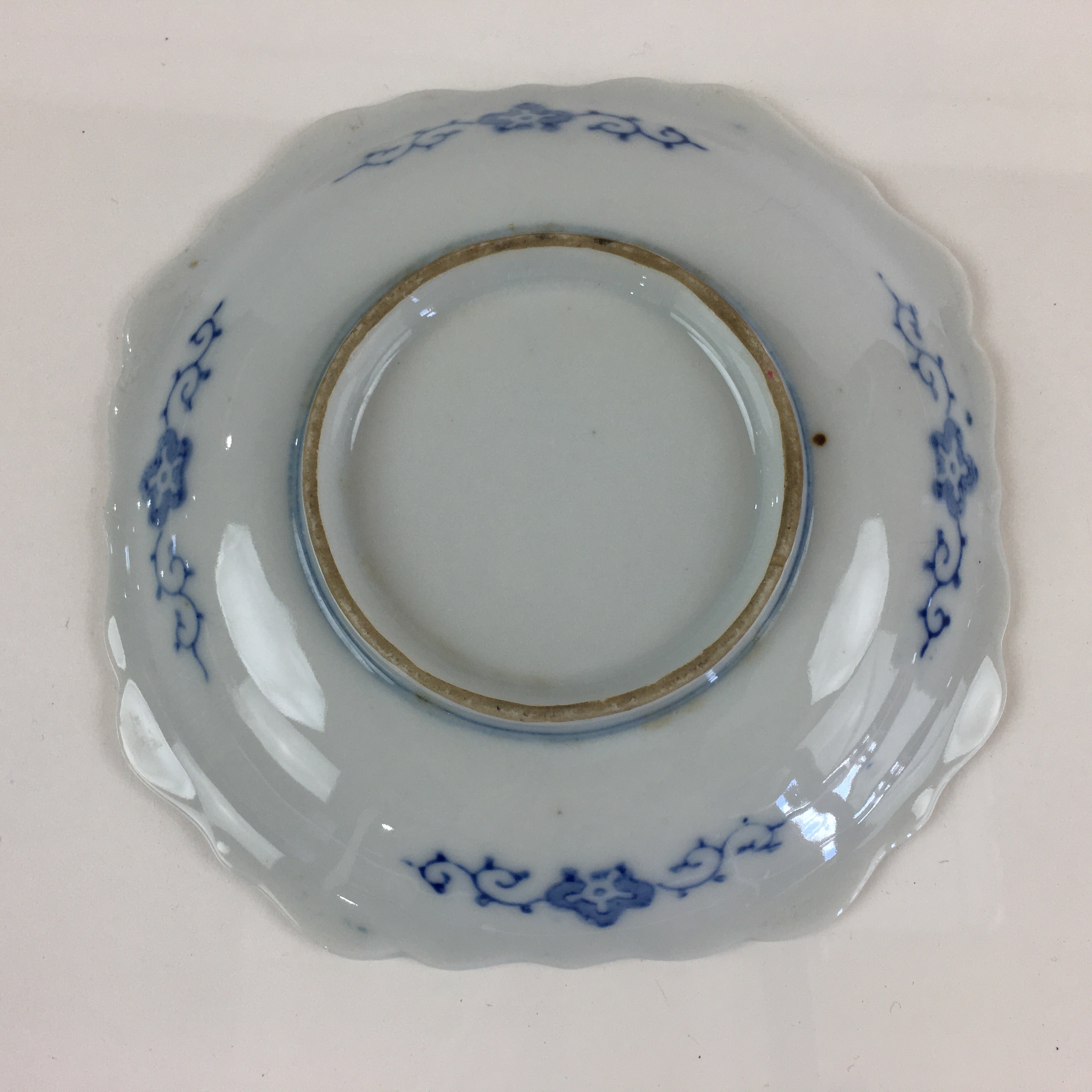 Japanese Porcelain Small Plate Vtg Landscape Of Mountain Village White Blue PY60