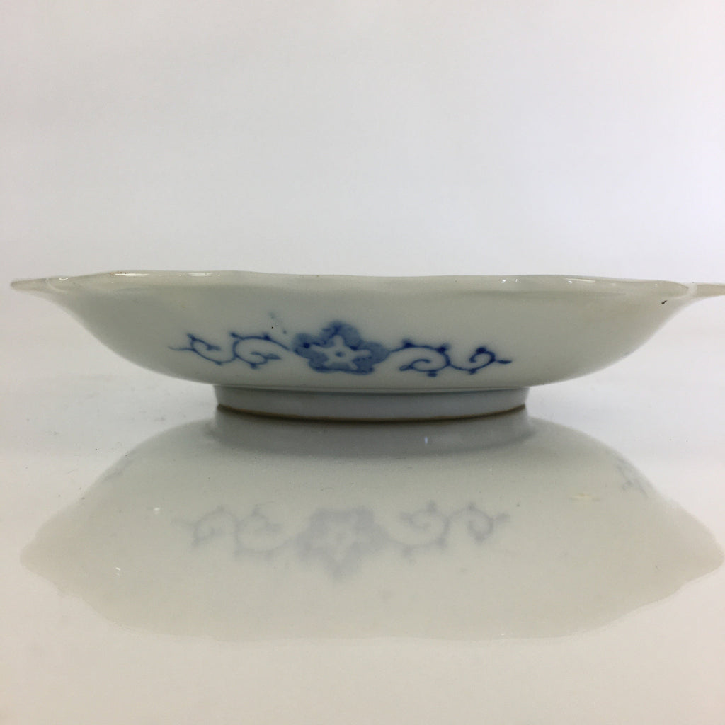 Japanese Porcelain Small Plate Vtg Landscape Of Mountain Village White Blue PY61