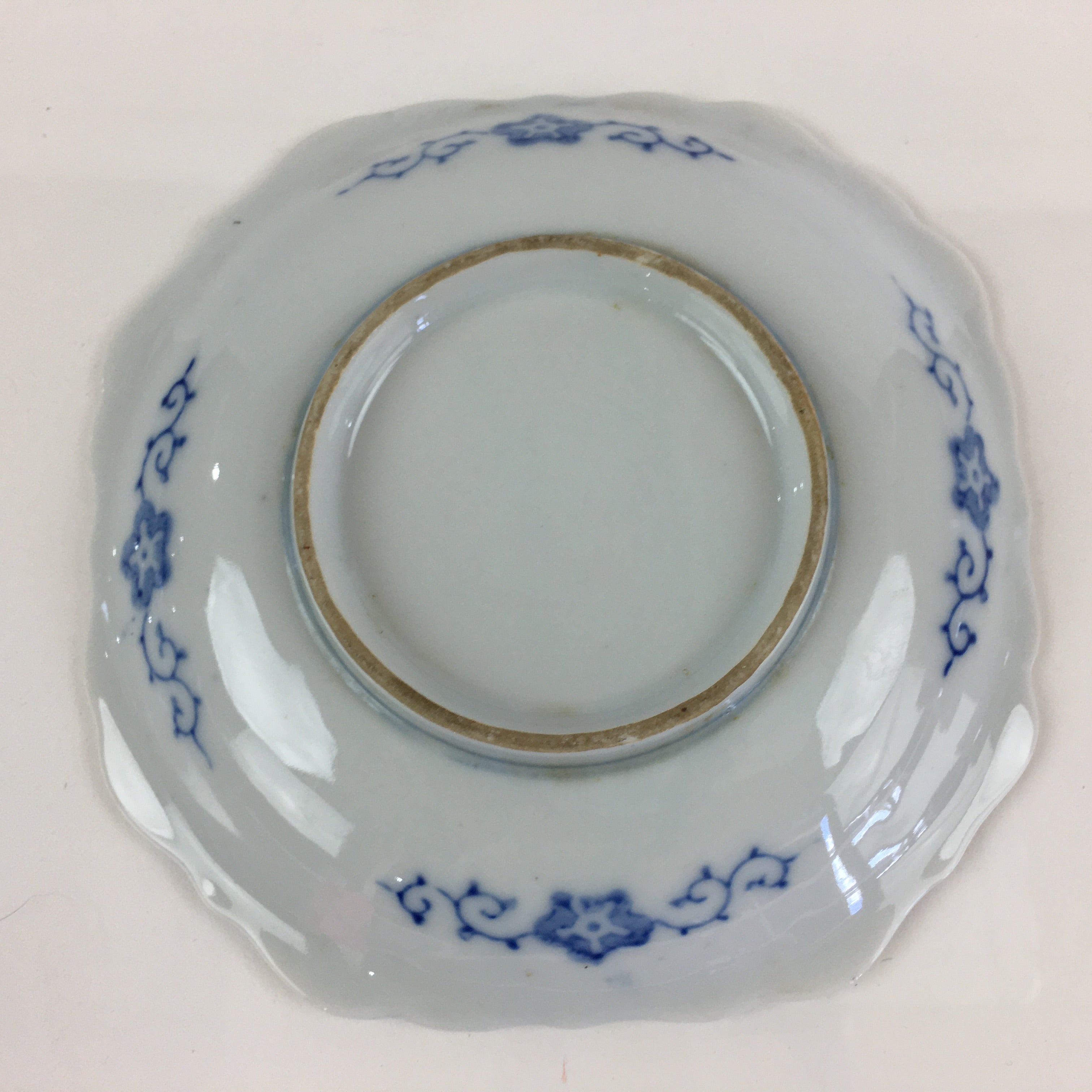 Japanese Porcelain Small Plate Vtg Landscape Of Mountain Village White Blue PY61