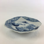 Japanese Porcelain Small Plate Vtg Landscape Of Mountain Village White Blue PY62