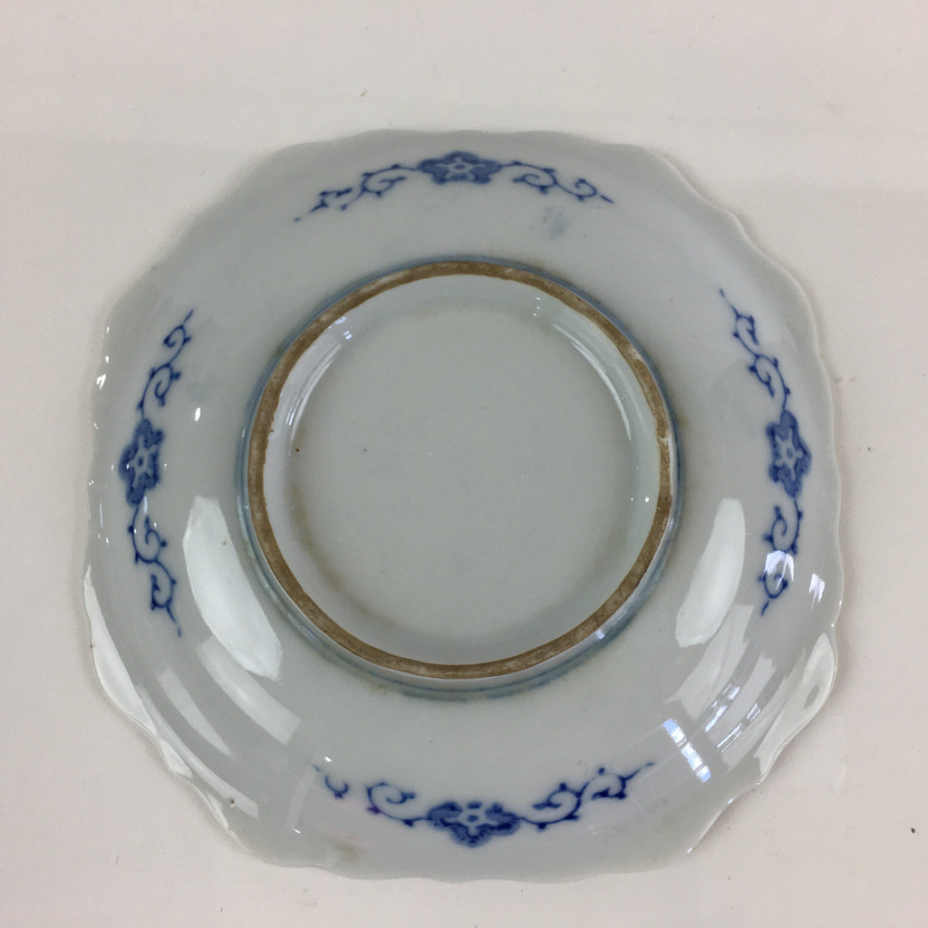 Japanese Porcelain Small Plate Vtg Landscape Of Mountain Village White Blue PY62