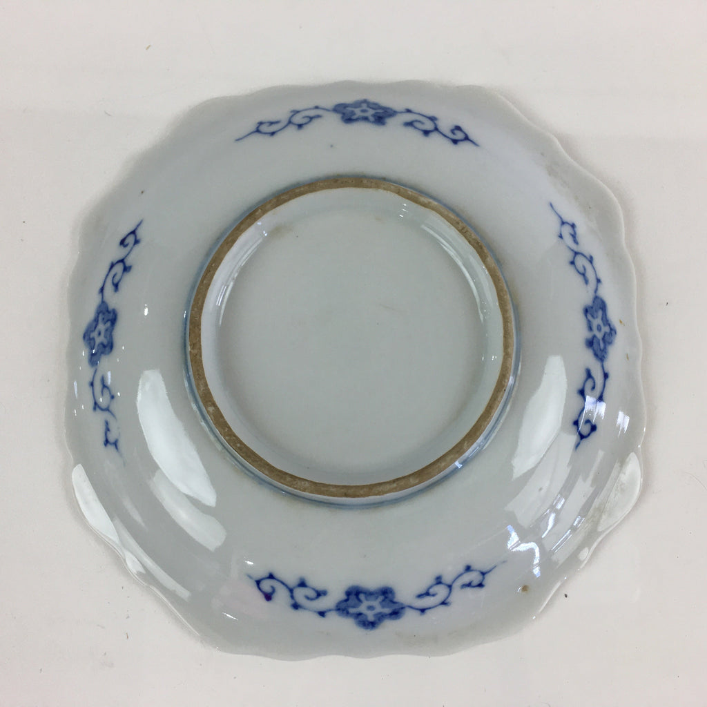 Japanese Porcelain Small Plate Vtg Landscape Of Mountain Village White Blue PY63