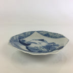 Japanese Porcelain Small Plate Vtg Landscape Of Mountain Village White Blue PY66