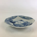 Japanese Porcelain Small Plate Vtg Landscape Of Mountain Village White Blue PY66