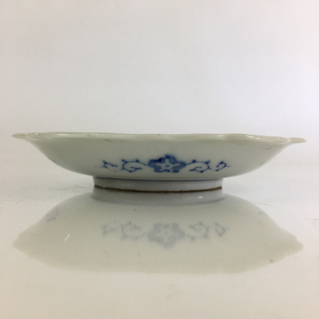 Japanese Porcelain Small Plate Vtg Landscape Of Mountain Village White Blue PY66