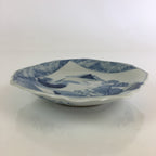 Japanese Porcelain Small Plate Vtg Landscape Of Mountain Village White Blue PY67