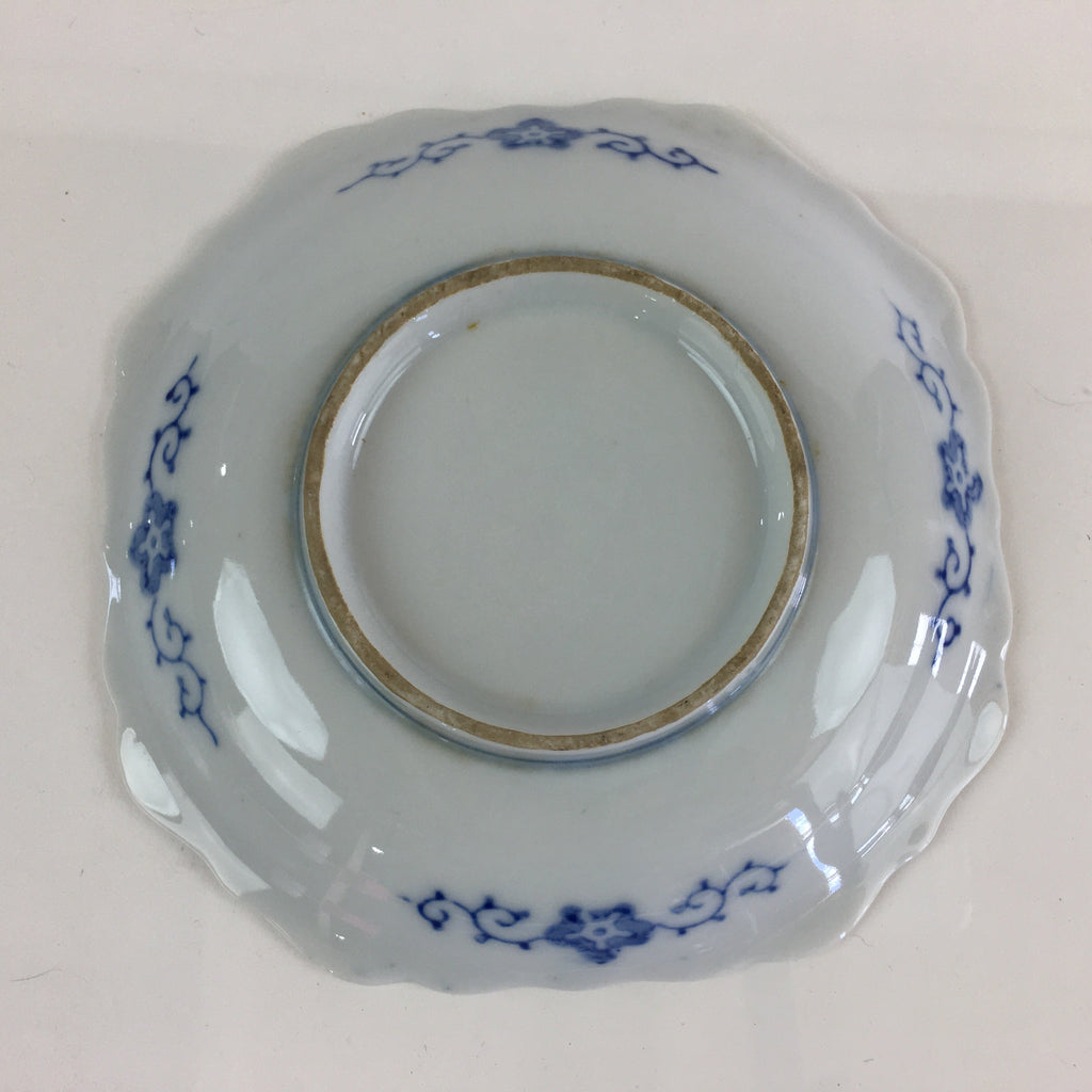 Japanese Porcelain Small Plate Vtg Landscape Of Mountain Village White Blue PY68