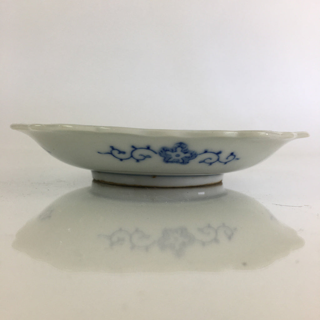 Japanese Porcelain Small Plate Vtg Landscape Of Mountain Village White Blue PY69
