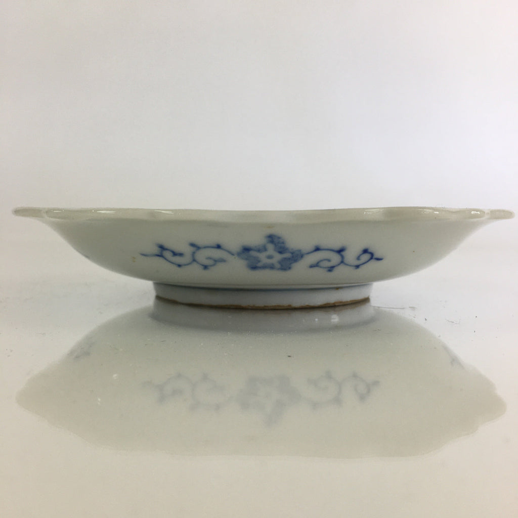 Japanese Porcelain Small Plate Vtg Landscape Of Mountain Village White Blue PY69