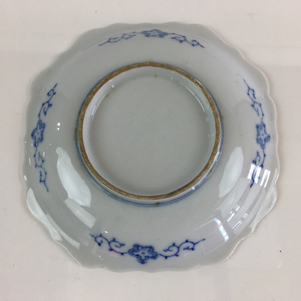 Japanese Porcelain Small Plate Vtg Landscape Of Mountain Village White Blue PY69