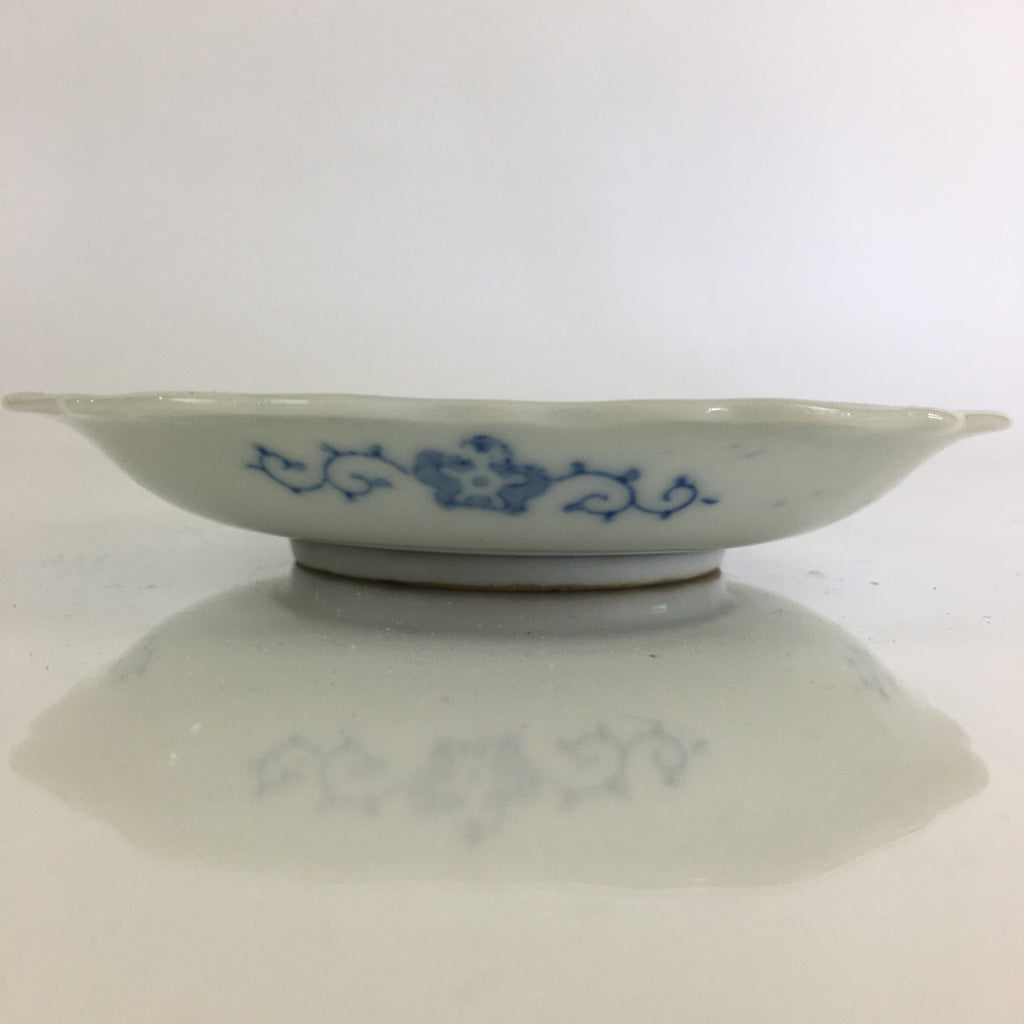 Japanese Porcelain Small Plate Vtg Landscape Of Mountain Village White Blue PY70