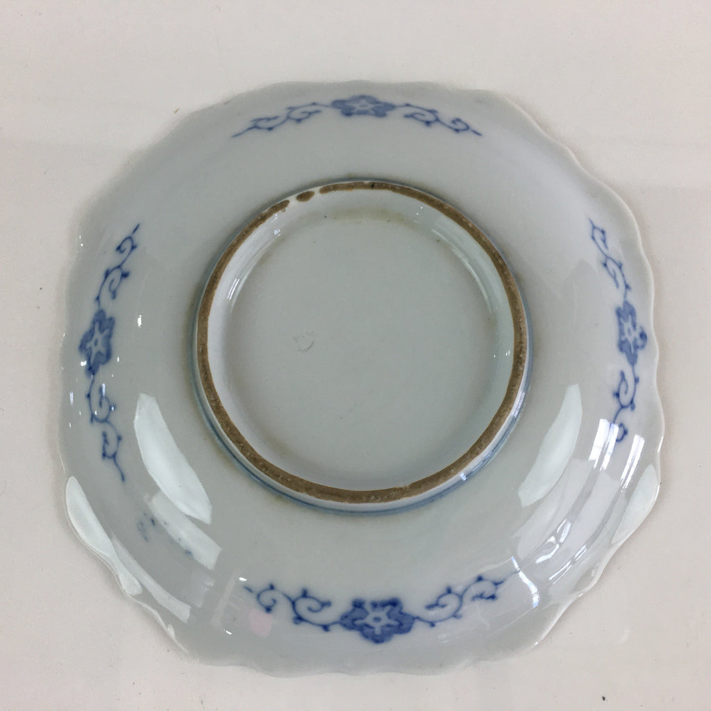 Japanese Porcelain Small Plate Vtg Landscape Of Mountain Village White Blue PY70