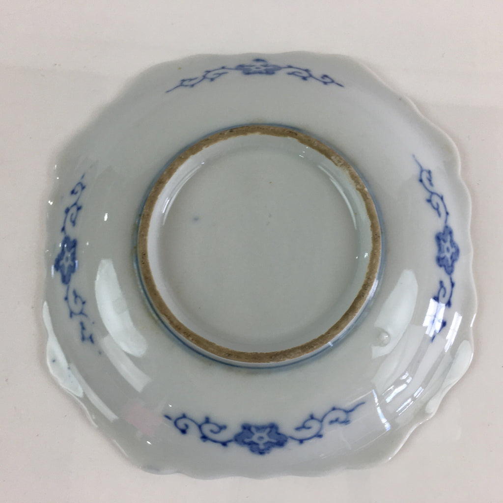 Japanese Porcelain Small Plate Vtg Landscape Of Mountain Village White Blue PY71