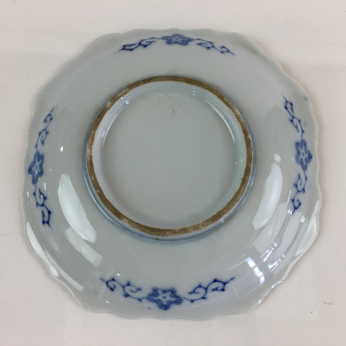 Japanese Porcelain Small Plate Vtg Landscape Of Mountain Village White Blue PY72