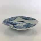 Japanese Porcelain Small Plate Vtg Landscape Of Mountain Village White Blue PY74