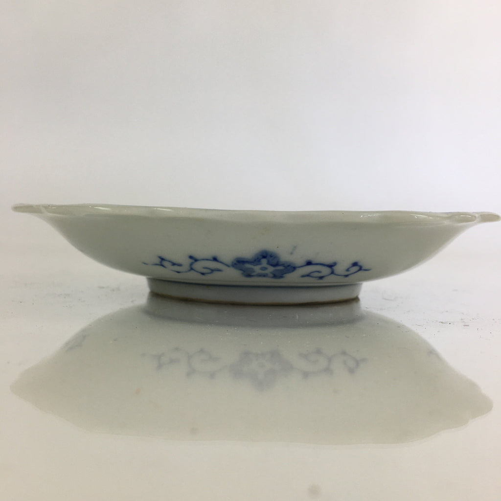 Japanese Porcelain Small Plate Vtg Landscape Of Mountain Village White Blue PY74