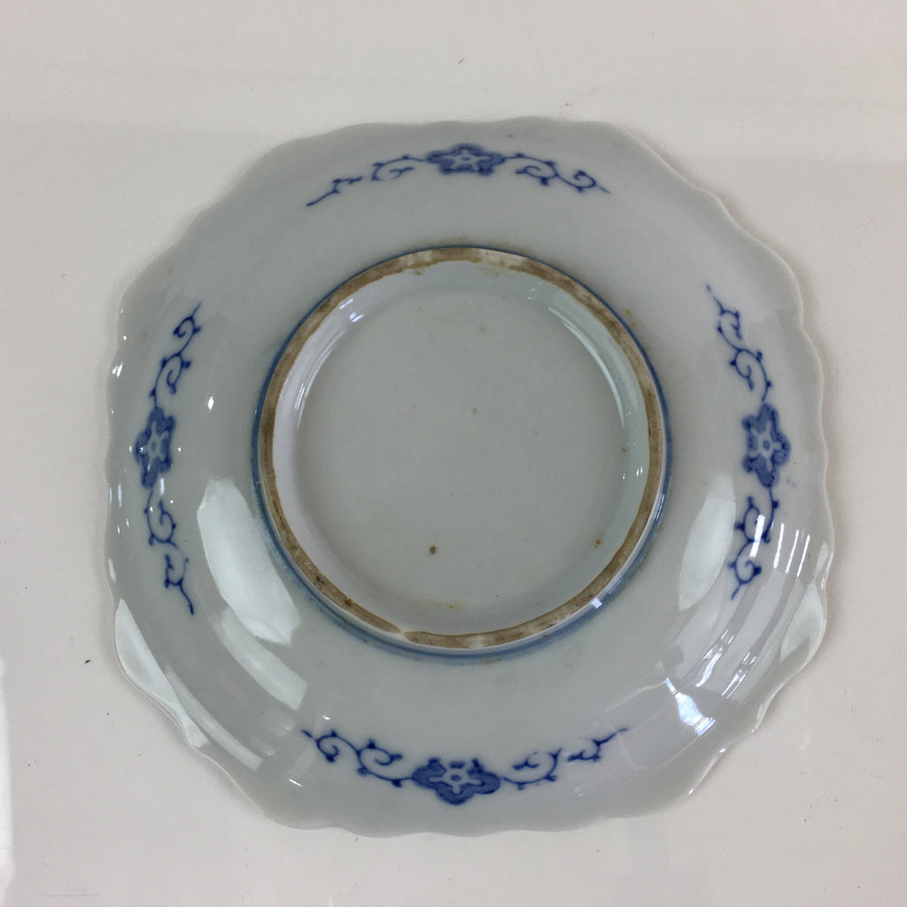 Japanese Porcelain Small Plate Vtg Landscape Of Mountain Village White Blue PY74