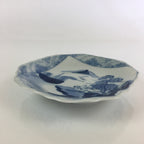 Japanese Porcelain Small Plate Vtg Landscape Of Mountain Village White Blue PY75
