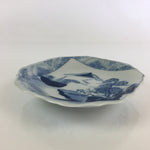 Japanese Porcelain Small Plate Vtg Landscape Of Mountain Village White Blue PY75