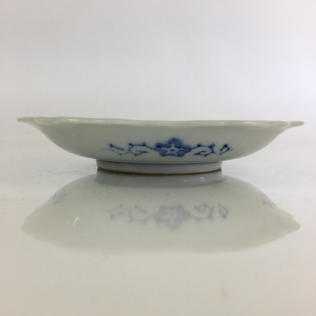 Japanese Porcelain Small Plate Vtg Landscape Of Mountain Village White Blue PY75