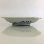 Japanese Porcelain Small Plate Vtg Landscape Of Mountain Village White Blue PY75