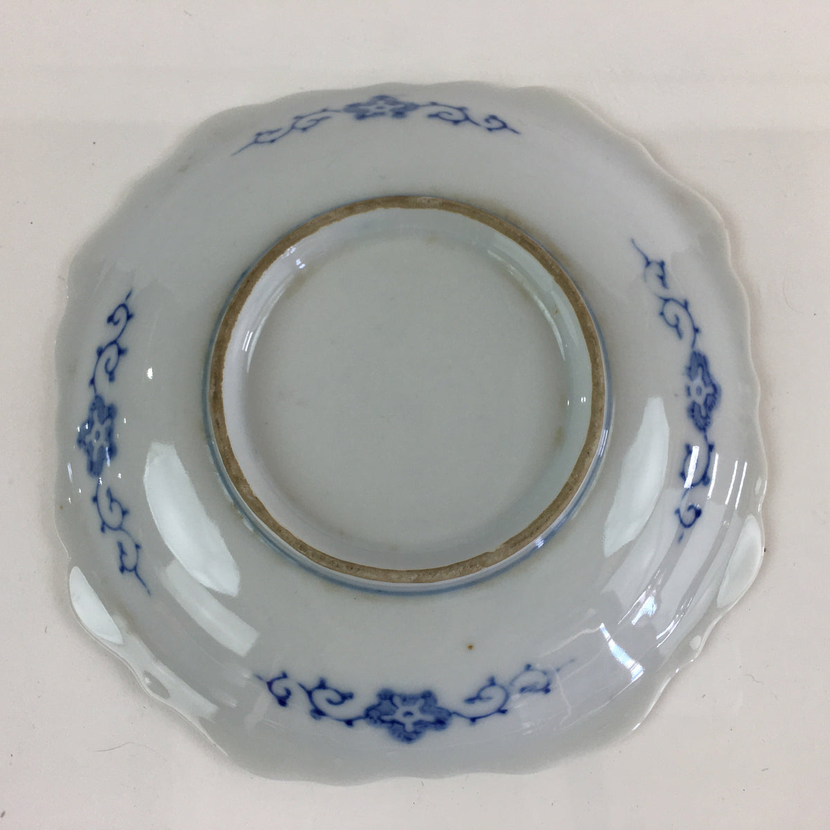 Japanese Porcelain Small Plate Vtg Landscape Of Mountain Village White Blue PY75
