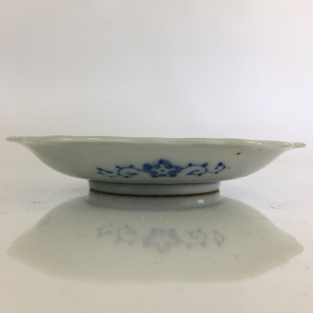 Japanese Porcelain Small Plate Vtg Landscape Of Mountain Village White Blue PY76