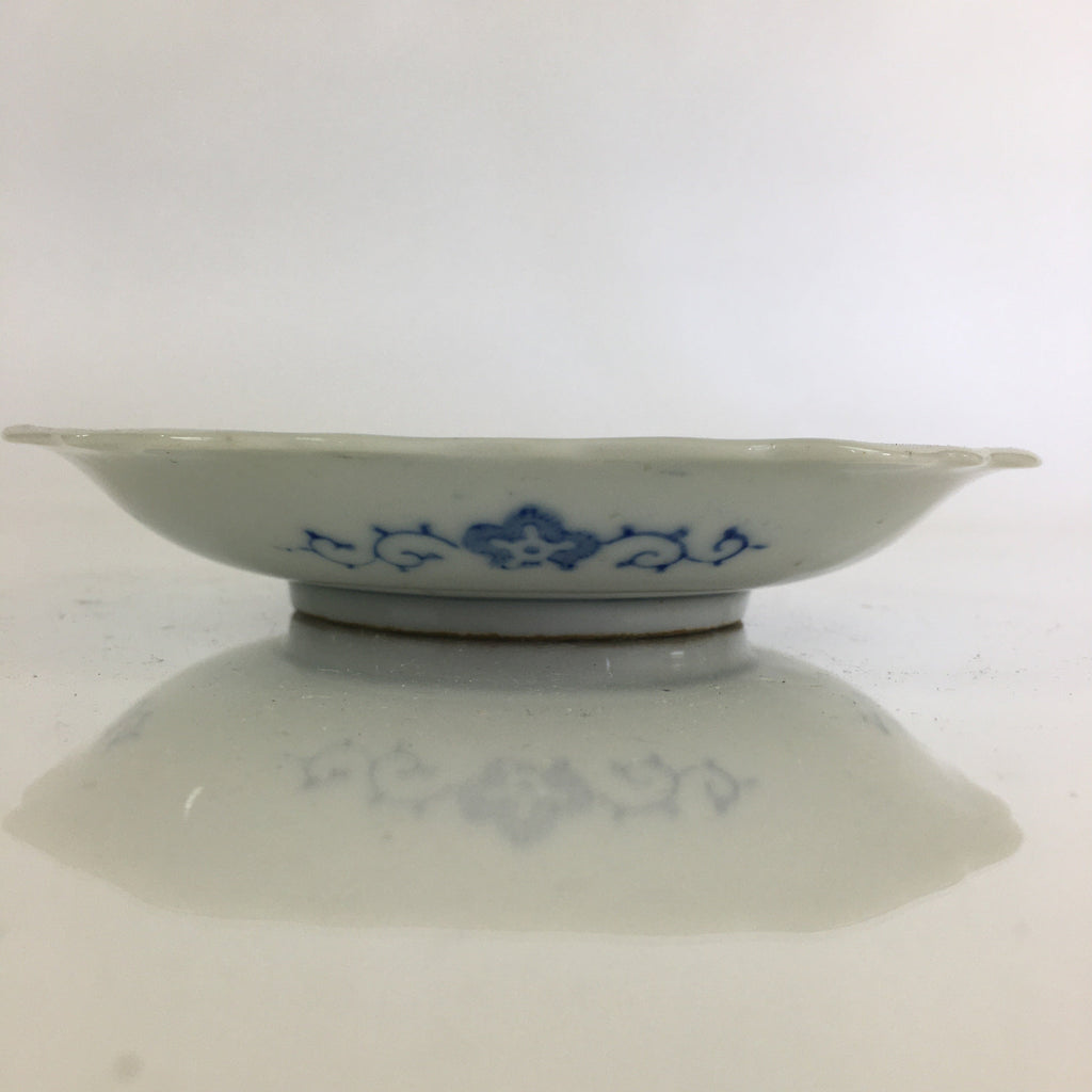 Japanese Porcelain Small Plate Vtg Landscape Of Mountain Village White Blue PY76