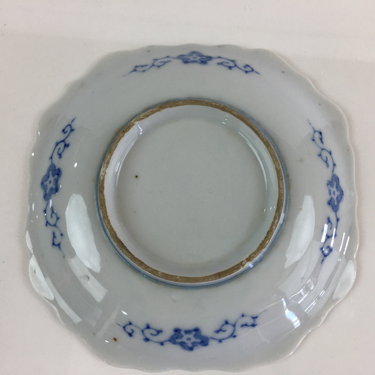Japanese Porcelain Small Plate Vtg Landscape Of Mountain Village White Blue PY76