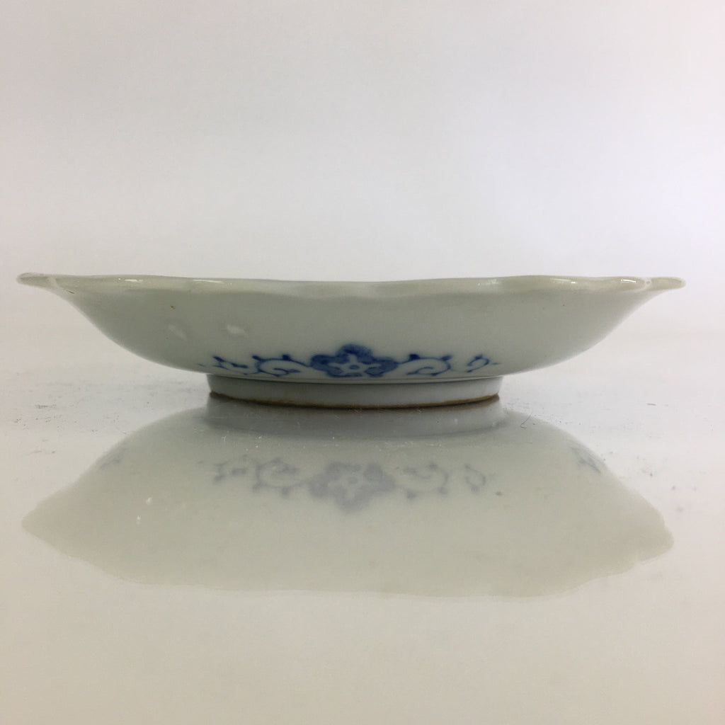 Japanese Porcelain Small Plate Vtg Landscape Of Mountain Village White Blue PY77