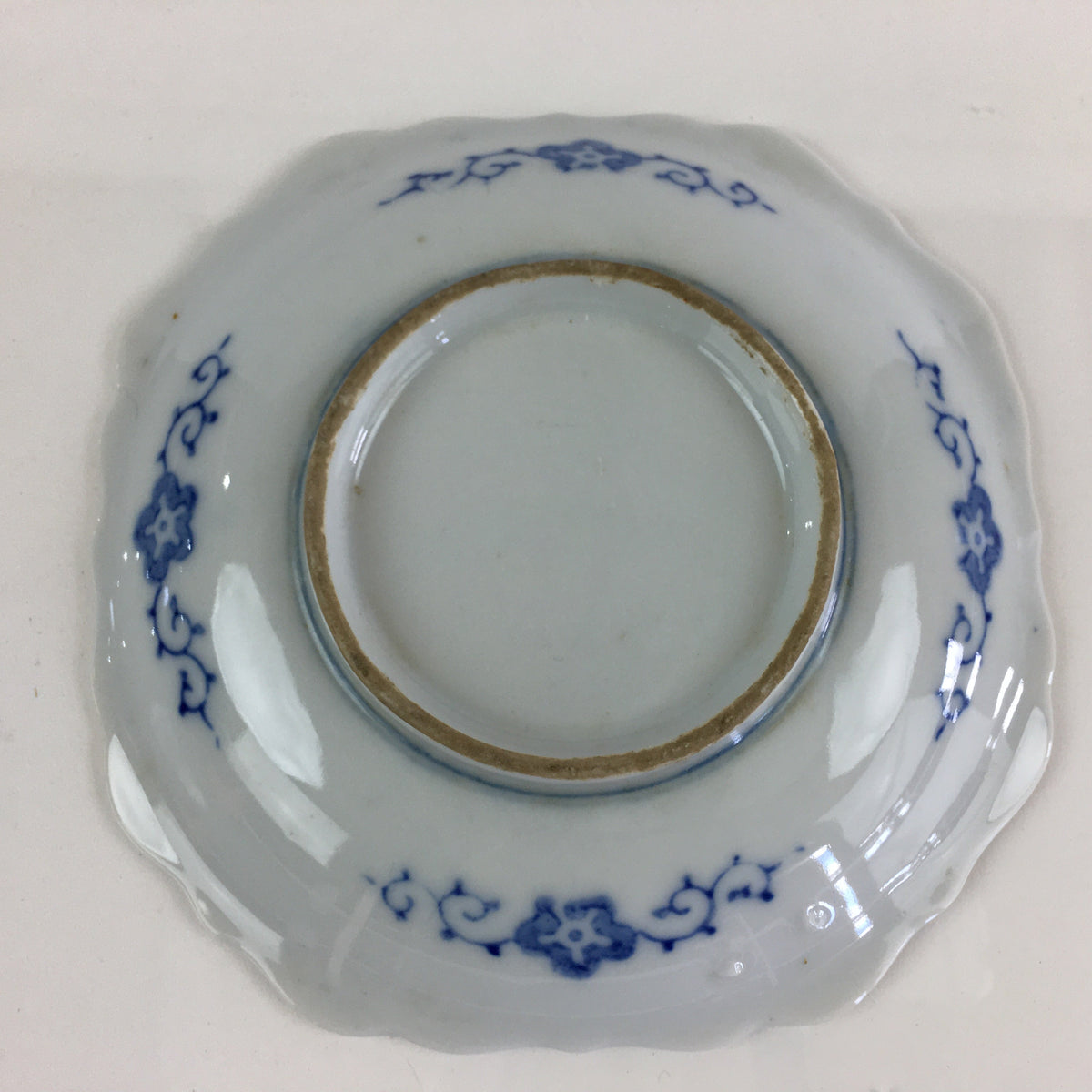 Japanese Porcelain Small Plate Vtg Landscape Of Mountain Village White Blue PY77