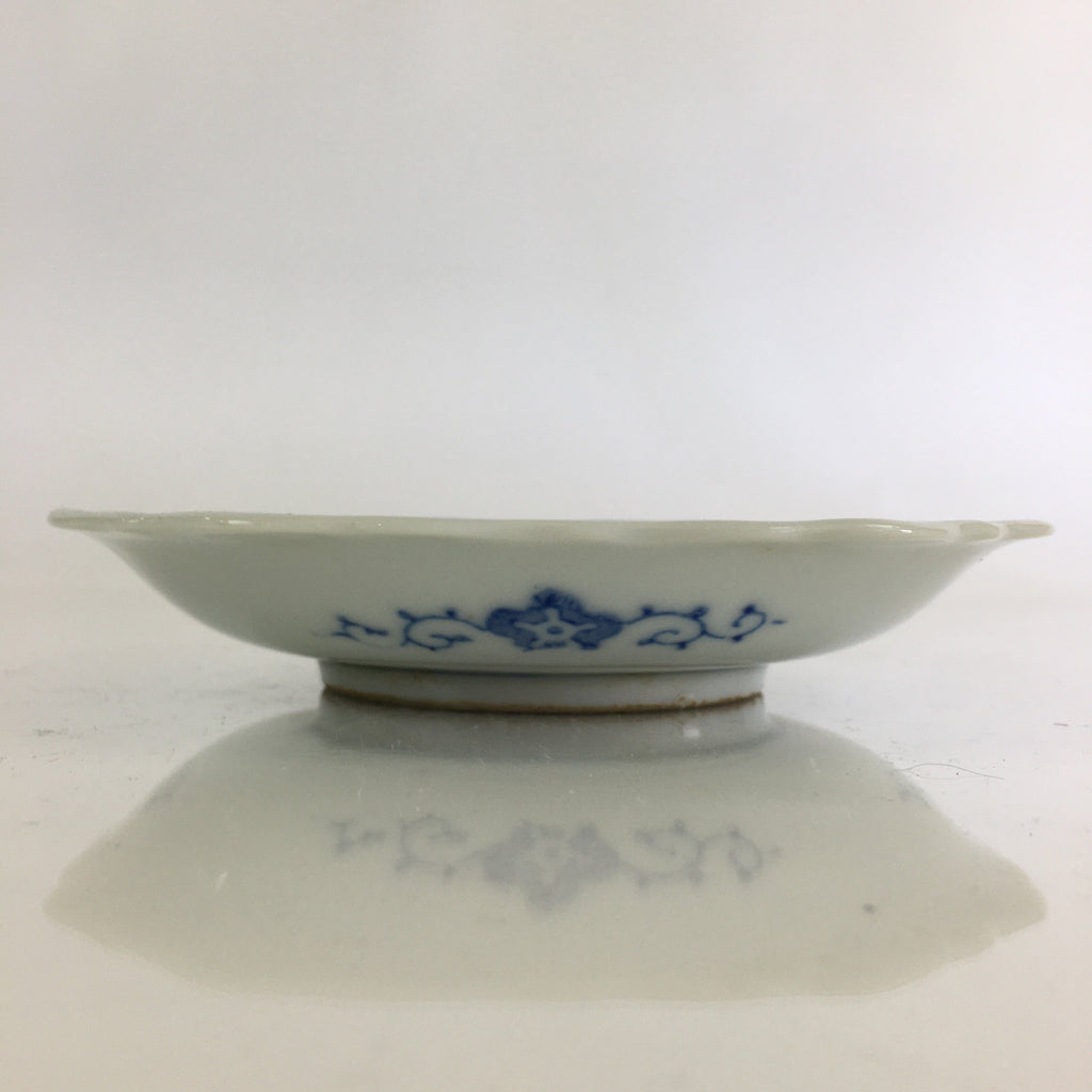 Japanese Porcelain Small Plate Vtg Landscape Of Mountain Village White Blue PY78
