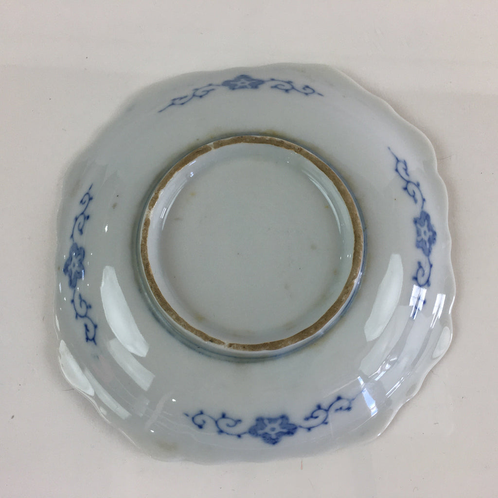 Japanese Porcelain Small Plate Vtg Landscape Of Mountain Village White Blue PY79
