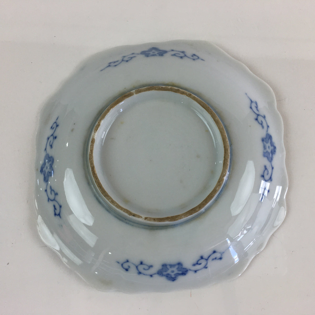 Japanese Porcelain Small Plate Vtg Landscape Of Mountain Village White Blue PY79