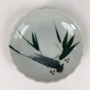 Japanese Porcelain Small Plate Vtg Pottery Bamboo Leaves White Kozara PP995