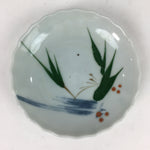 Japanese Porcelain Small Plate Vtg Pottery Bamboo Leaves White Kozara PP996