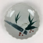 Japanese Porcelain Small Plate Vtg Pottery Bamboo Leaves White Kozara PP998