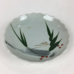 Japanese Porcelain Small Plate Vtg Pottery Bamboo Leaves White Kozara PP999
