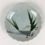 Japanese Porcelain Small Plate Vtg Pottery Bamboo Leaves White Kozara PP999