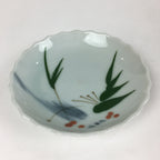 Japanese Porcelain Small Plate Vtg Pottery Bamboo Leaves White Kozara PY2