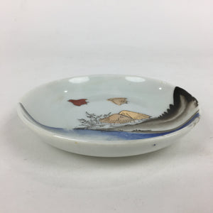 Japanese Porcelain Small Plate Vtg Pottery Countryside House Birds Kozara PP900